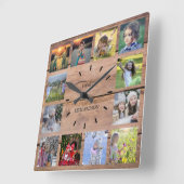 木素朴科フォトコラージモノグラム名 スクエア壁時計 (傾斜)