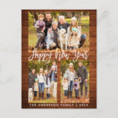 木素朴筆スクリプトファミリー3写真新年 ポストカード (正面)