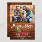 木素朴筆スクリプトヴィンテージトラック幸せ シーズンカード (正面/裏面)