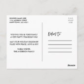 木素朴筆スクリプト感謝祭4枚 ポストカード (裏面)