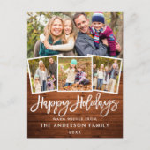 木素朴筆スクリプトHappy Holidays 4写真 ポストカード (正面)