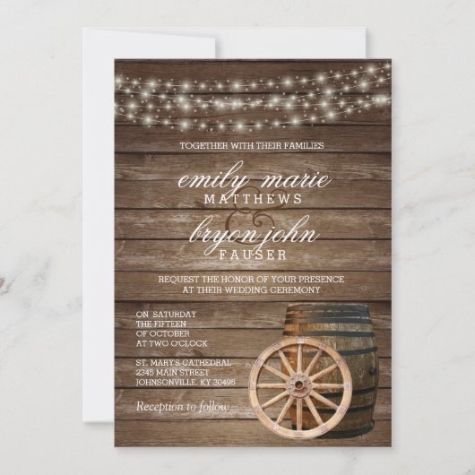 木素朴筒結婚の 招待状 (正面)