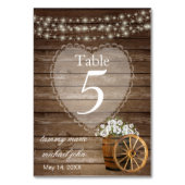 木素朴筒、白い花 – テーブル番号 (正面)