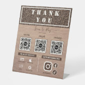 木素朴粒ありがとうスキャンして3つのQrコードを支払う 台座サイン (正面)