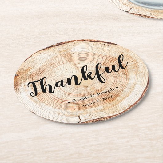 木素朴粒の結婚感謝の好意コースター ラウンドペーパーコースター (アングル)