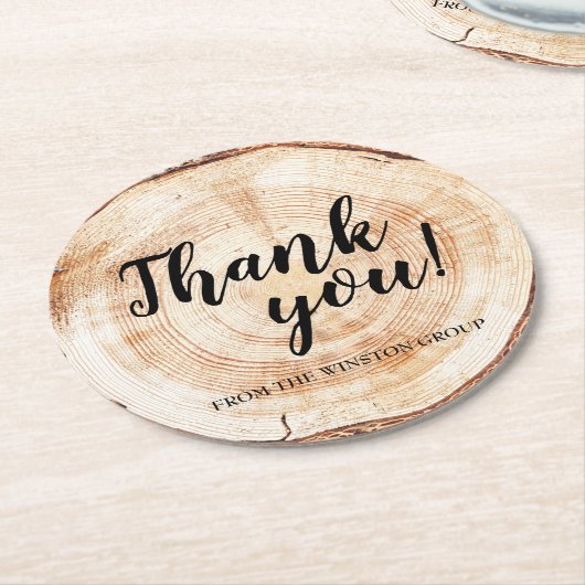 木素朴粒企業のありがとう ラウンドペーパーコースター (アングル)