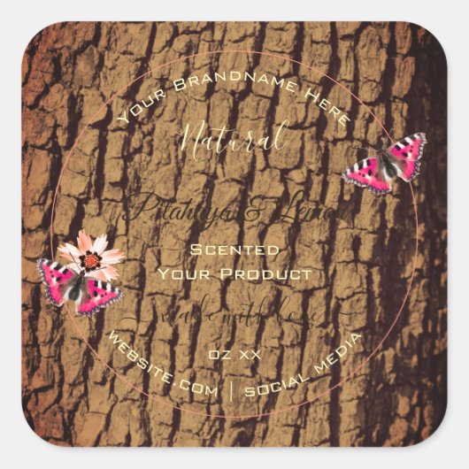 木素朴粒天然樹皮製品ラベル スクエアシール (正面)
