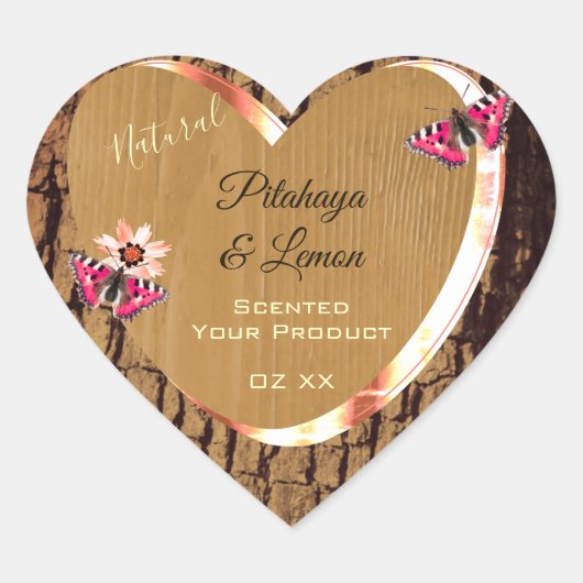 木素朴粒天然樹皮製品ラベル ハートシール (正面)