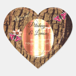 木素朴粒天然樹皮製品ラベル ハートシール