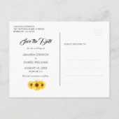 木素朴紫ひまわり結婚の写真コラージュ 案内ポストカード (裏面)