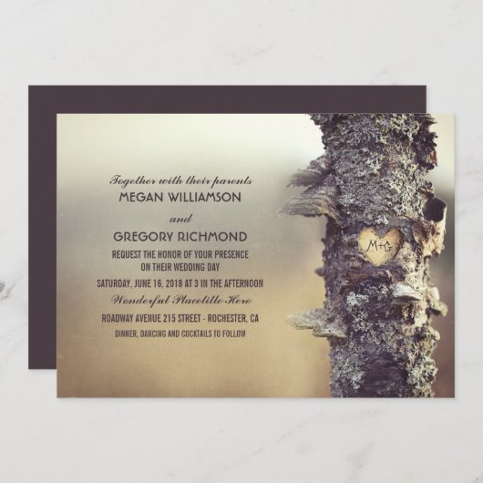 木素朴結婚の 招待状 (正面/裏面)