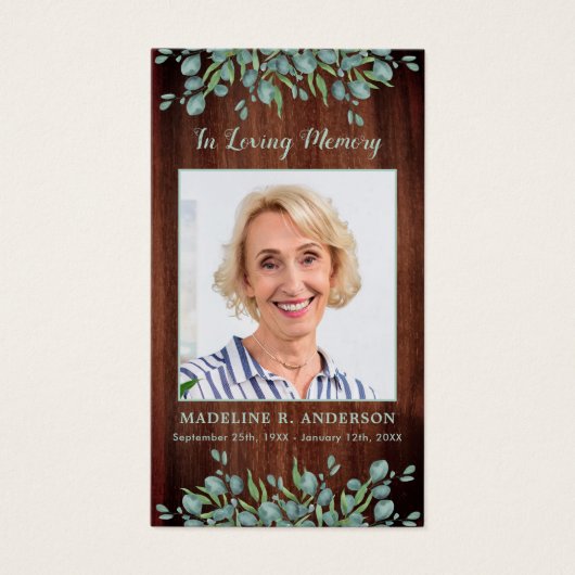 木素朴緑記念葬式祈りの言葉カード (正面)