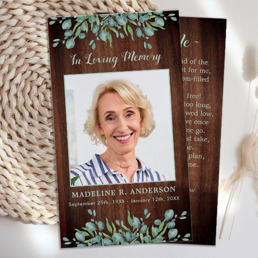 木素朴緑記念葬式祈りの言葉カード