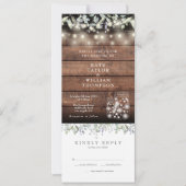 木素朴葉の上にメイスンが結婚刺す 招待状 (正面)