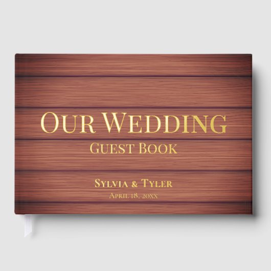 木素朴葉金箔結婚ズ ゲストブック (正面)