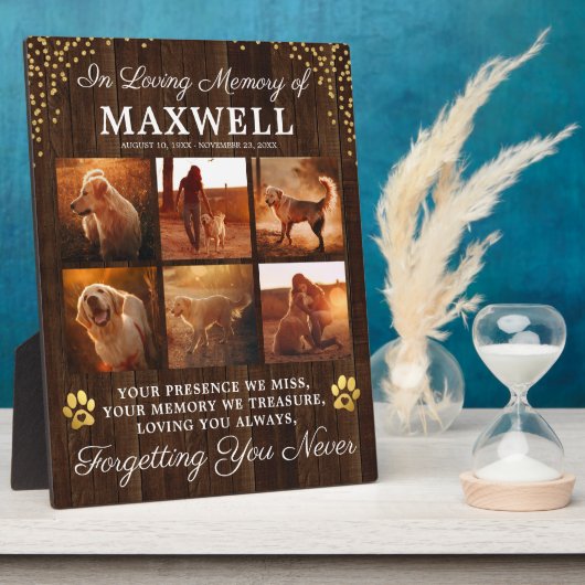 木素朴製の記念犬 フォトプラーク (側面)