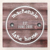 木素朴製風損フェイク垣 ガラスコースター (正面)