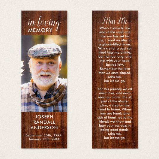 木素朴記念祈りの言葉カード葬式しおり (正面&裏面)