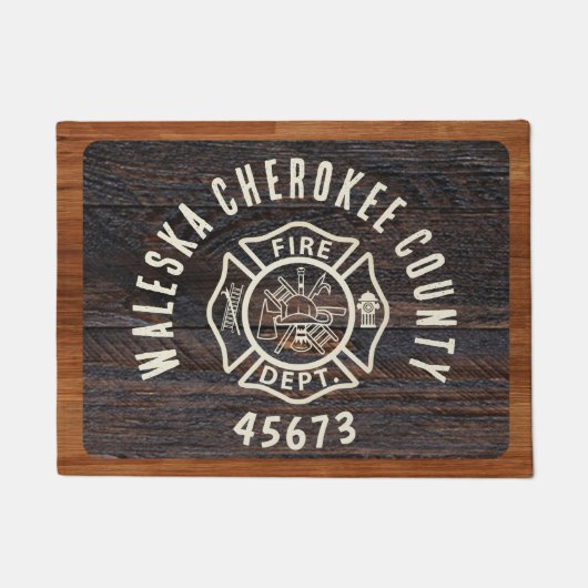 木素朴調火器エンブレム ドアマット (正面)