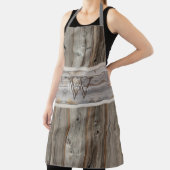 木素朴調灰色モノグラムストライプ水平 エプロン (インサイチュ)