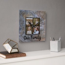 木素朴輪動揺して木素樹 スクエア壁時計