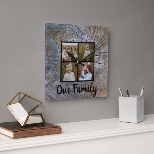 木素朴輪動揺して木素樹 スクエア壁時計 (オフィス)