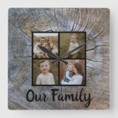 木素朴輪動揺して木素樹 スクエア壁時計 (正面)