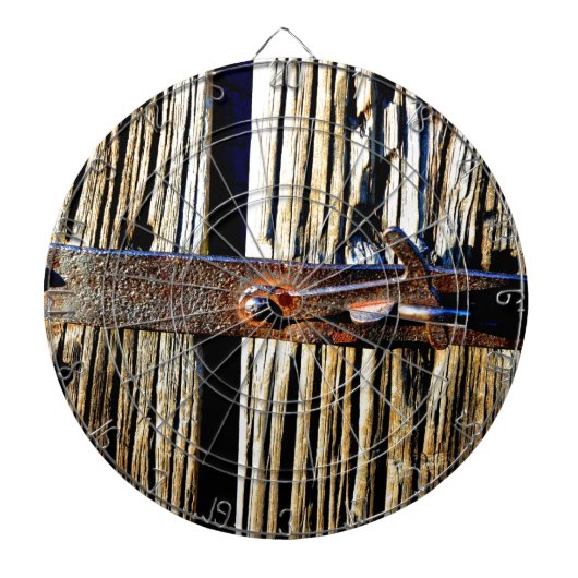 木素朴金と鉄製のラッチ ダーツボード (正面)