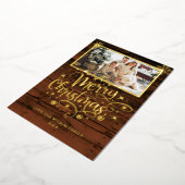 木素朴雪の結晶メリークリスマスフォト 箔シーズンカード (回転した状態)