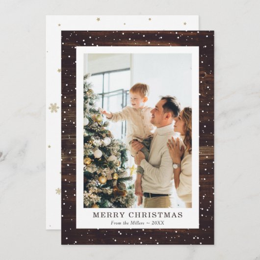 木素朴雪フォトメリークリスマスカード シーズンカード (正面/裏面)