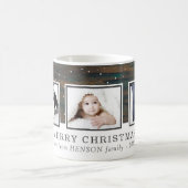 木素朴雪メリークリスマス家族の写真 コーヒーマグカップ (中央)
