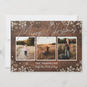 木素朴雪片スクリプトタイプクリスマスフォト シーズンカード (正面)