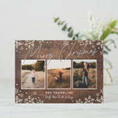 木素朴雪片スクリプトタイプクリスマスフォト シーズンカード (スタンド正面)