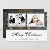 木素朴雪片メリークリスマス2写真 シーズンカード (正面/裏面)