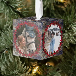 木素朴馬伝統的ペットウマ科の4写真 キューブオーナメント