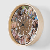 木素朴12パーソナライズされたフォトコラージュ 壁時計 (傾斜)