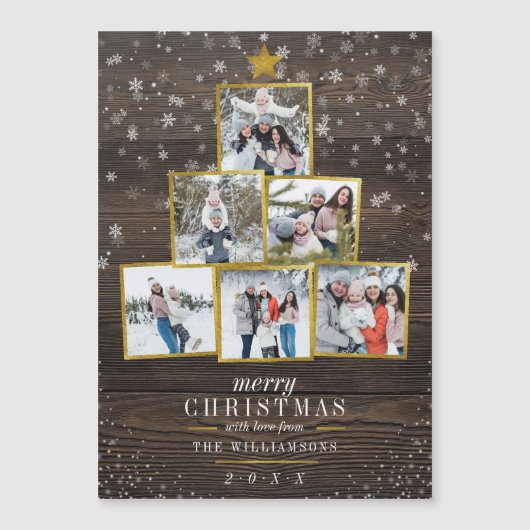 木素朴&ゴールデンフォトフレームのクリスマスツリー (正面)