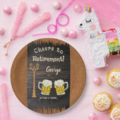 木素朴&ビール&レザーハッピーリタイア ペーパープレート (パーティー)