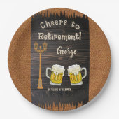 木素朴&ビール&レザーハッピーリタイア ペーパープレート (正面)