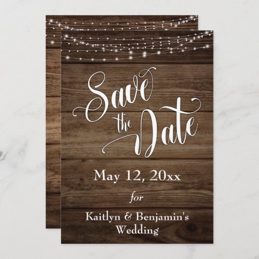 木素朴、白いライトとスクリプト、日付の保存 セーブザデート (正面/裏面)