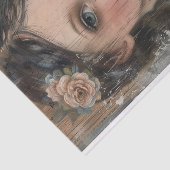 木素朴、若い女の子、髪の花のデコページ 薄葉紙 (詳細)