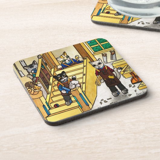 木細工の接合猫 コースター (左側)