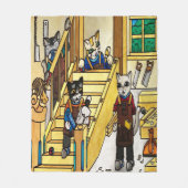木細工の接合猫 フリースブランケット (正面)