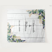 木結婚の田舎風の名前を使ったユーカリ タペストリー (正面(横))