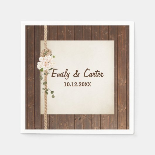 木結婚の結び目 スタンダードカクテルナプキン (正面)