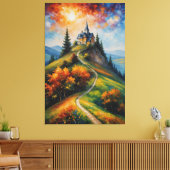 木絵を描と丘の上の家 キャンバスプリント (インサイチュ (リビング))