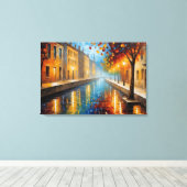 木絵を描と建物の運河 キャンバスプリント (インサイチュ (ウッドフロア))