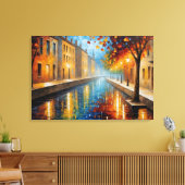 木絵を描と建物の運河 キャンバスプリント (インサイチュ (リビング))