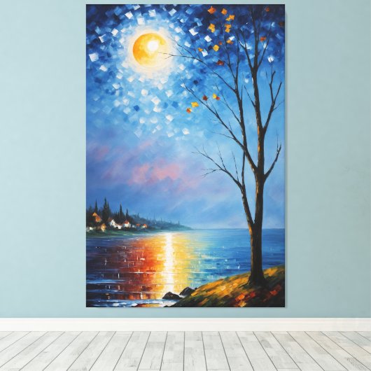 木絵を描と月 キャンバスプリント (インサイチュ (ウッドフロア))