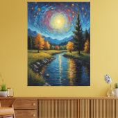 木絵を描山の川 キャンバスプリント (インサイチュ (リビング))